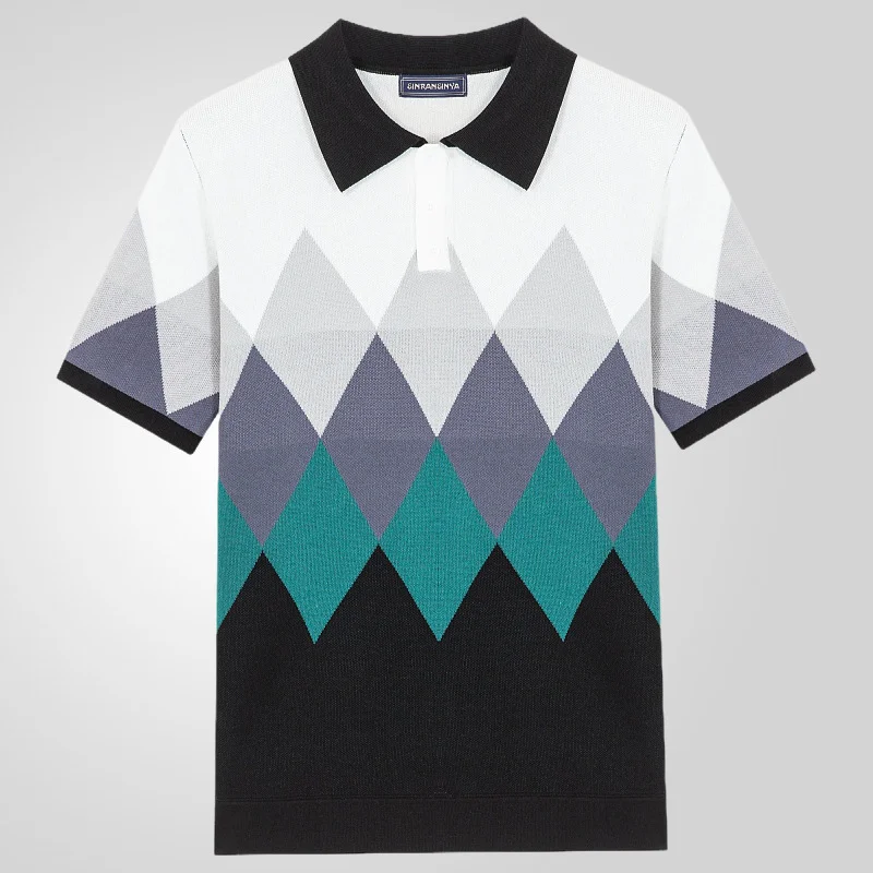 Uveng Uveng Men's New Summer Short-Sleeved Tweed Jack T-Shirt Business POLO Shirt Men's SY0122