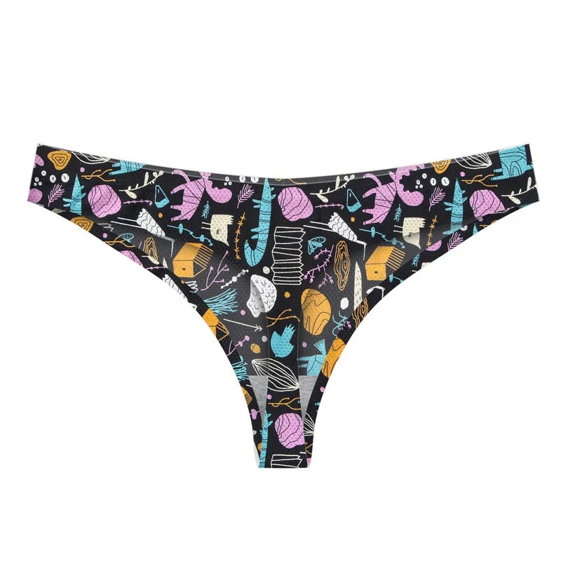 Meet'r Women Sexy Flowers Lingerie Temptation Low-waist Panties Thong Sameless Breathable Underwear Female G String Intimates