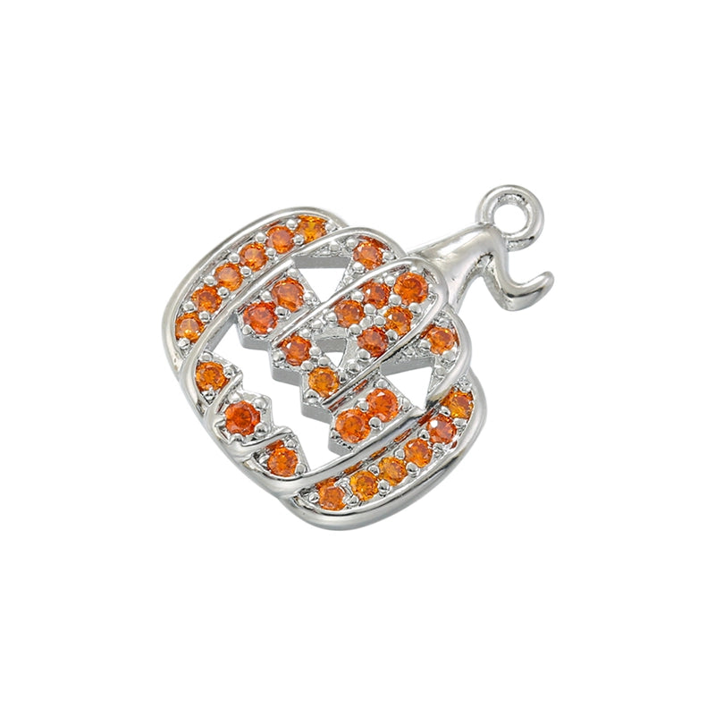 Hip-hop Cool Style Pumpkin Copper Plating Inlay Zircon 18k Gold Plated Halloween Charms