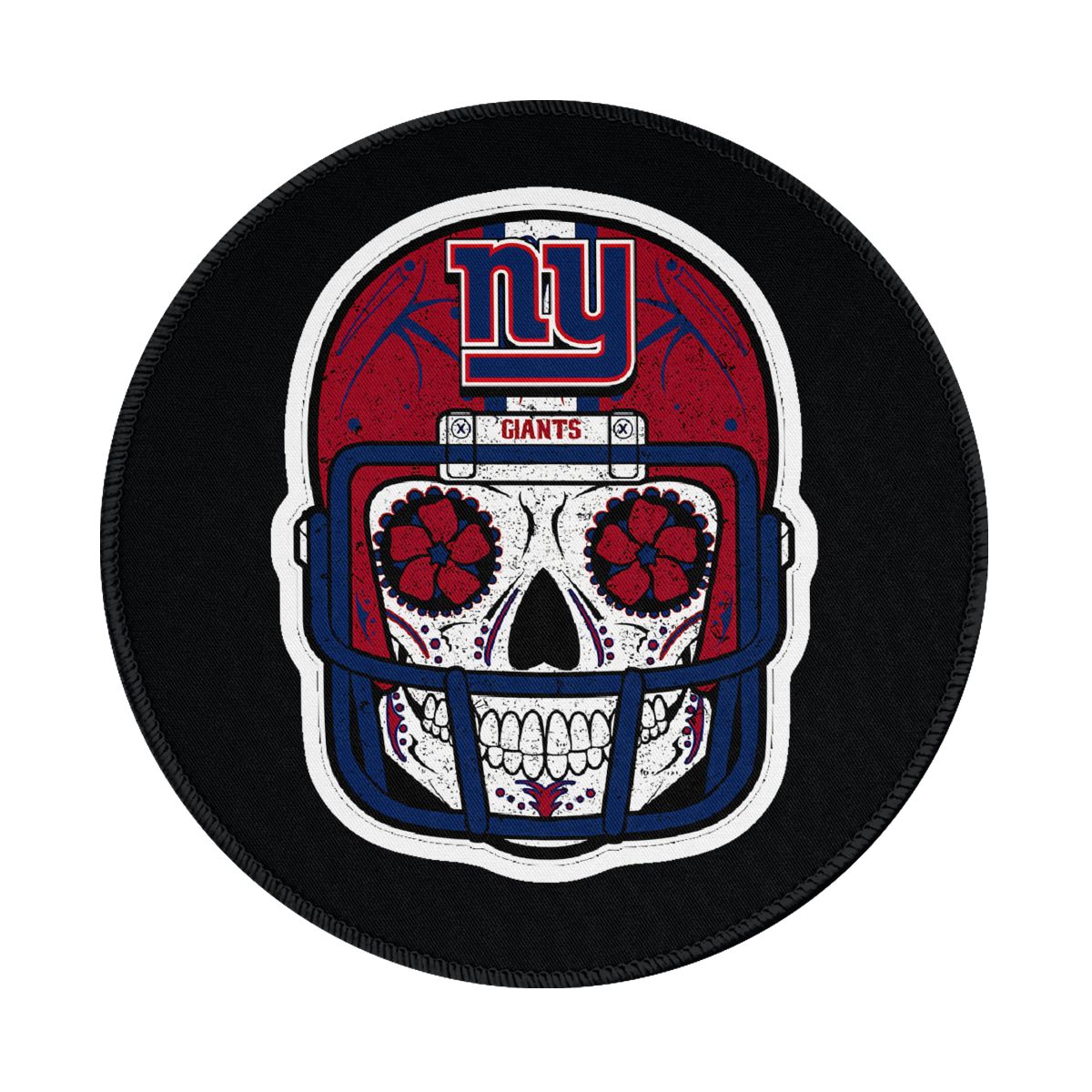 New York Giants Skull Waterproof Round Mouse Pad for Wireless Mouse