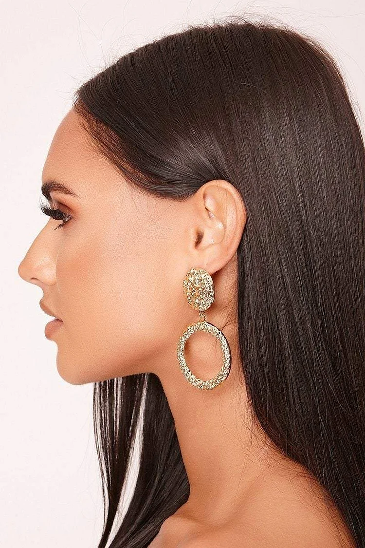 Remi Gold Textured Statement Earrings Katch Me