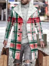 Men's fashion geometric print mid-length coat
