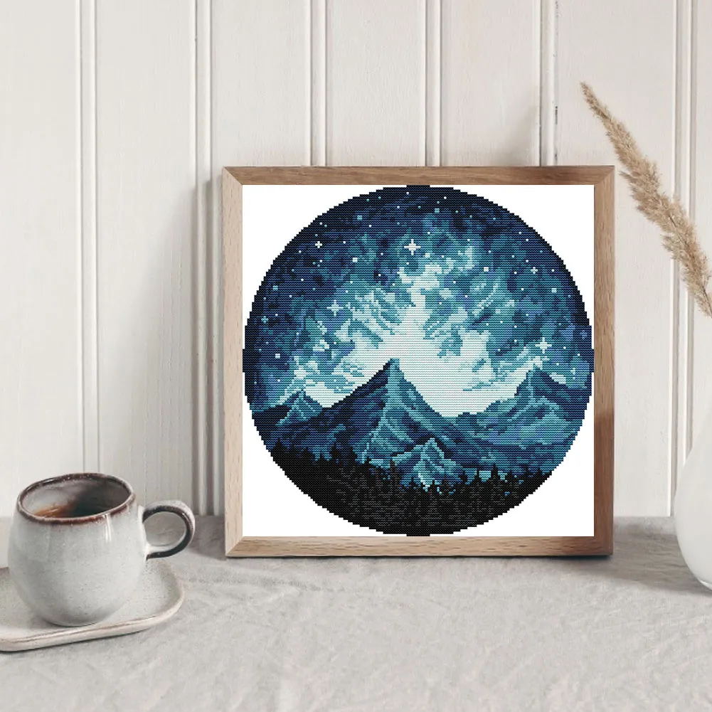 14CT Partial Printed Cross Stitch - Mountain(34*34cm)