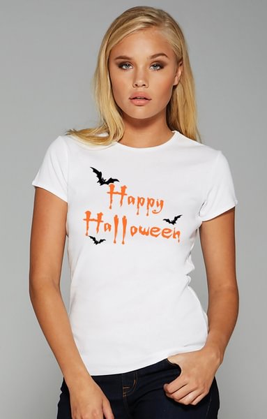 Gift T Shirt Happy Halloween T Shirt Women Tee Ladies Top 100% Cotton T Shirt - Chicaggo