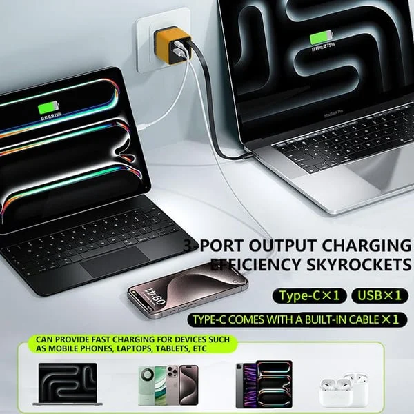 Last Day 49% OFF👑3 in 1 Charger Retractable 80W MAX Fast