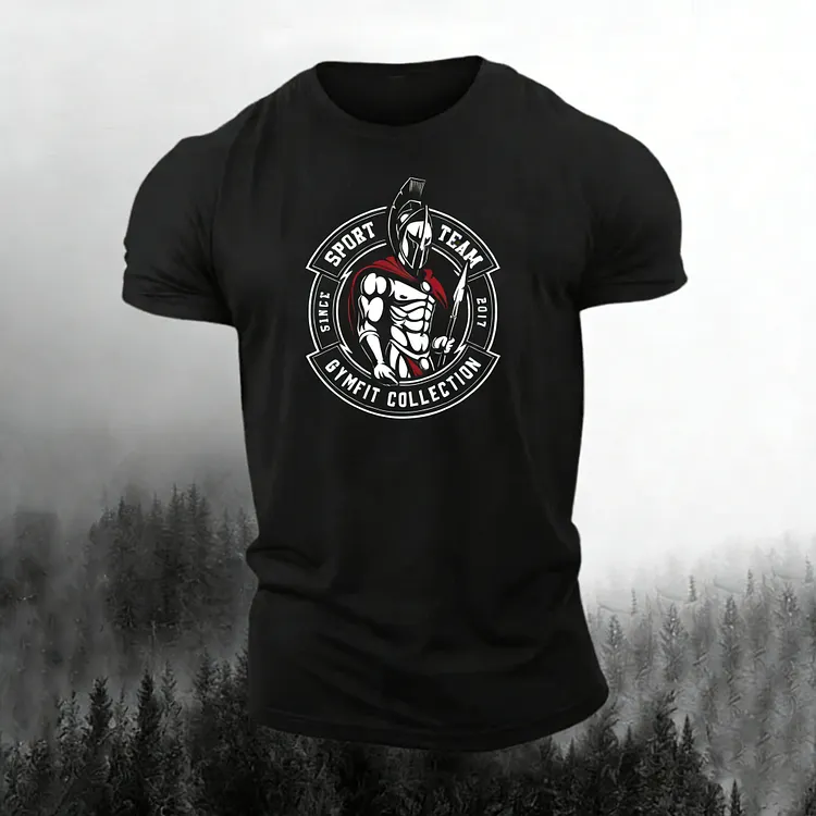 Men's Retro Viking Print Casual T-shirt