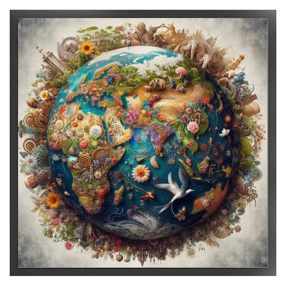 14CT Full Stamped Cross Stitch - Earth(Canvas|50*50CM)
