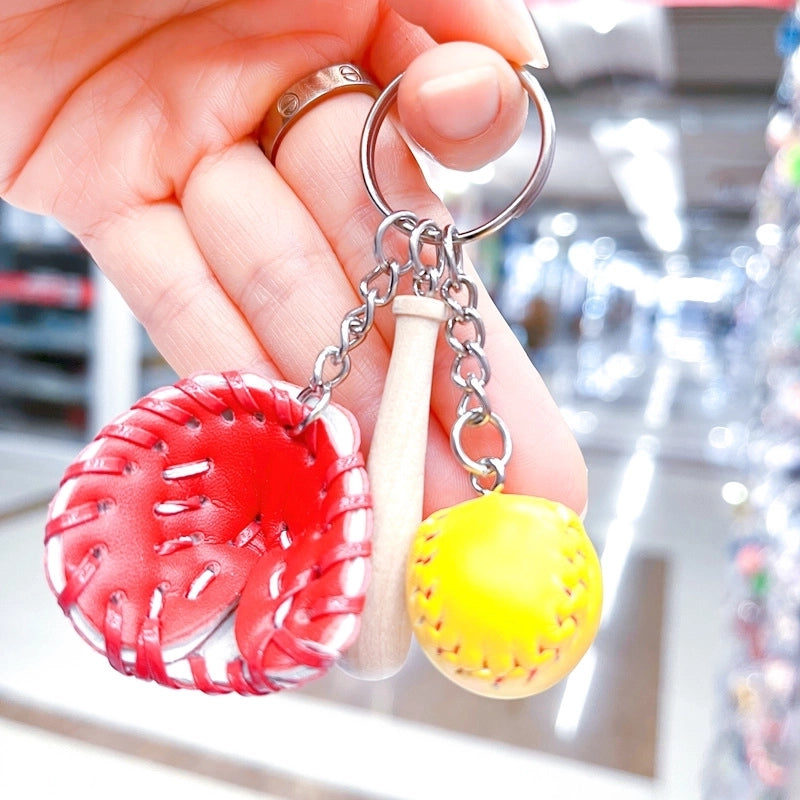 Fashion Baseball Pu Leather Unisex Bag Pendant Keychain