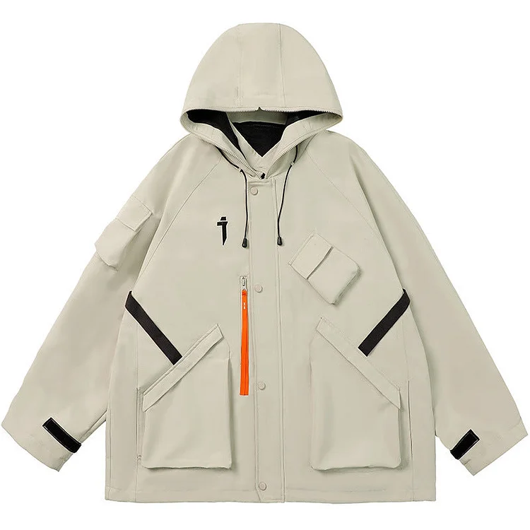 Dawfashion Techwear Streetwear-Functional Style Small Standing Collar Hooded Assault Suit Men's And Women's Work Jacket-Streetfashion-Darkwear-Techwear