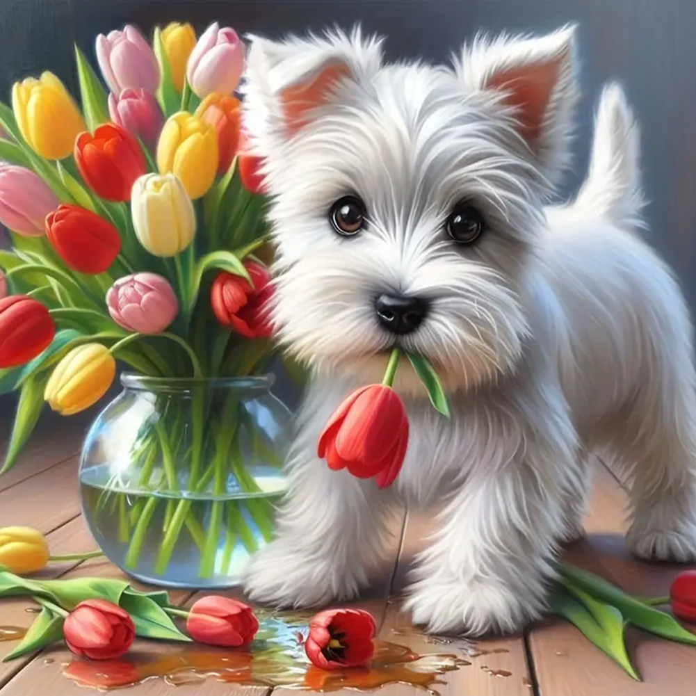Westland And Tulips 40*40cm(canvas) full round drill diamond painting