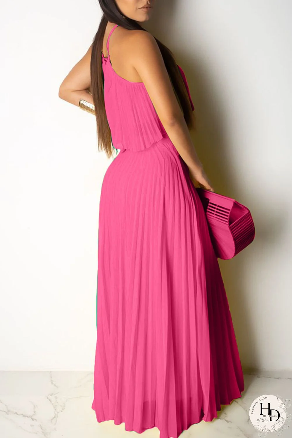 Pink Fashion Sexy Sleeveless Skirt Two-piece Set