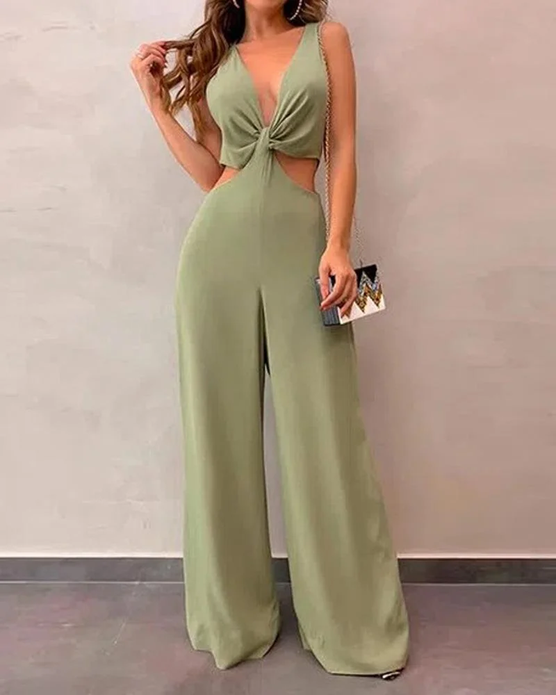 V-neck Sleeveless Jumpsuit