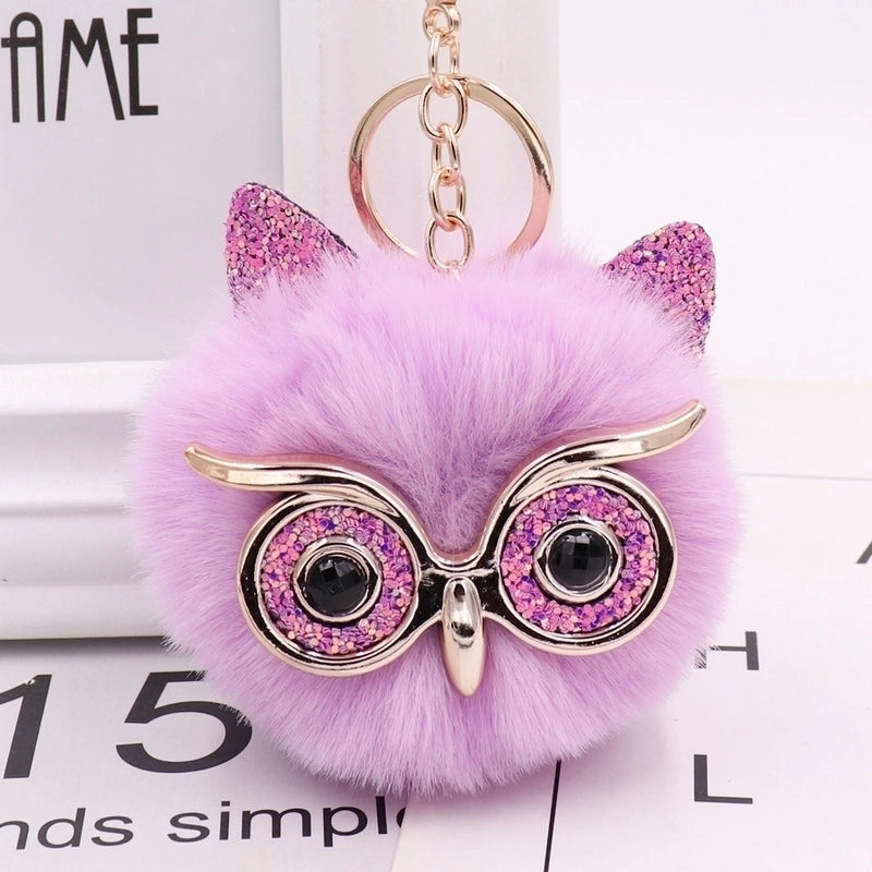 Cute Owl Alloy Plush Unisex Bag Pendant Keychain 1 Piece