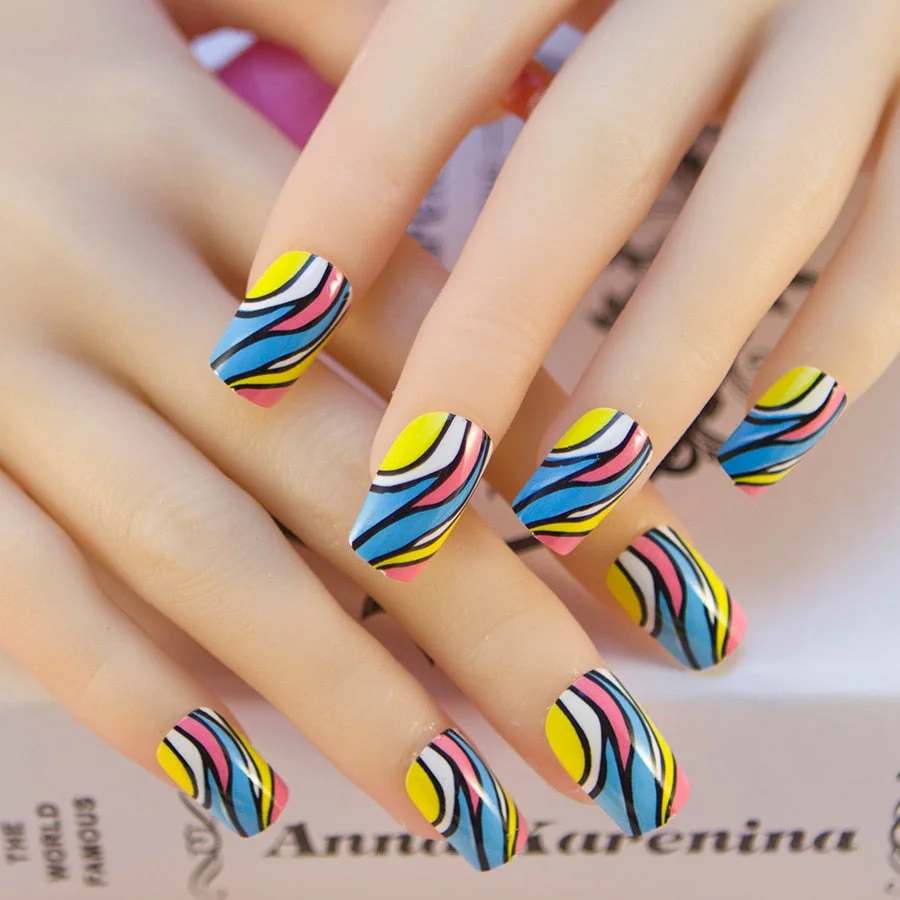 With 1 Piece Of Nail Adhesive Tape 24pcs/Box Press On Nail Art Tips Full Cover 10 Sizes False Nail Art Wedding Nails-Nail Inspo