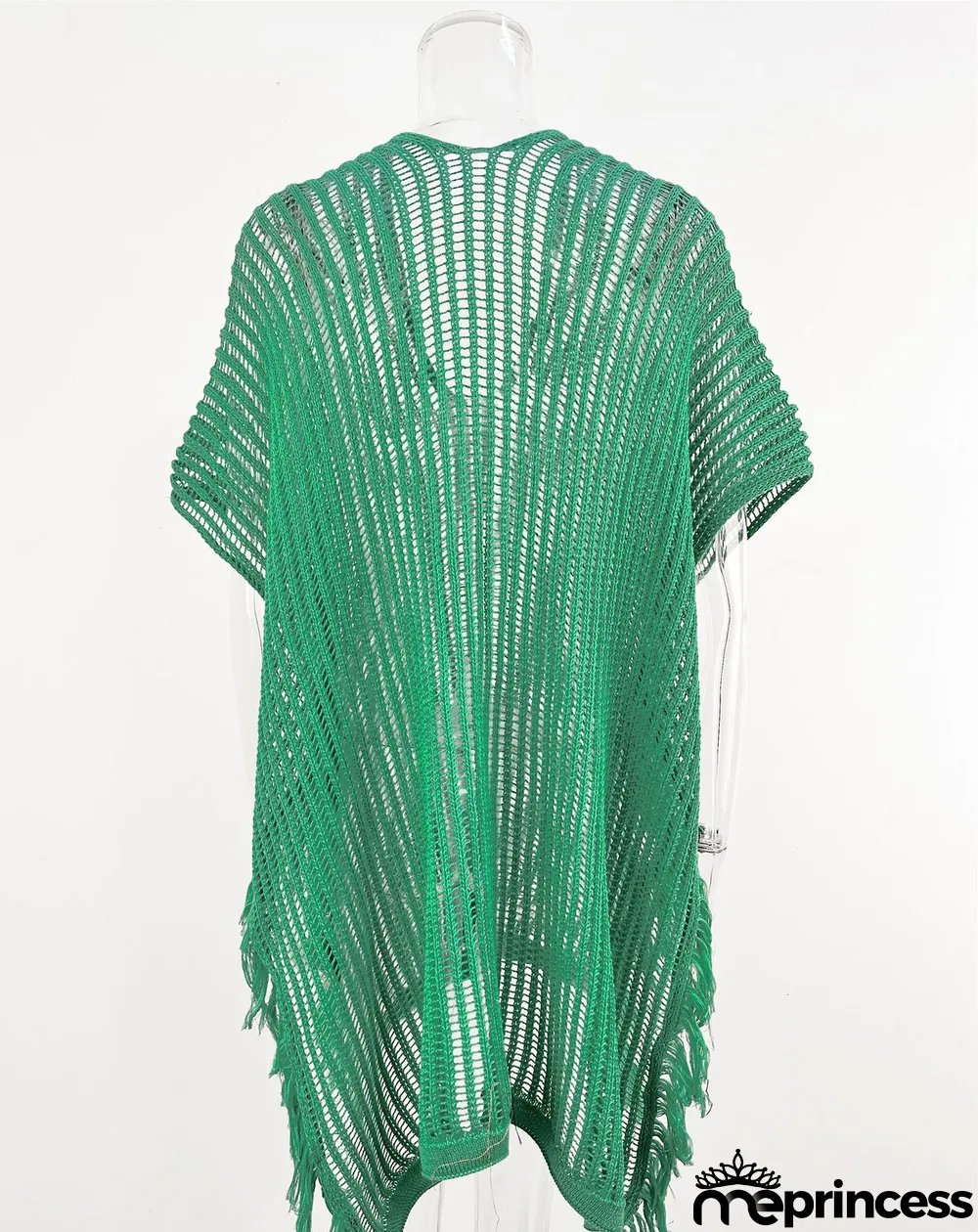 Summer Maxi V-neck Hollow Tassel Beach Suit Holidays Shirt Beach Sun Shield