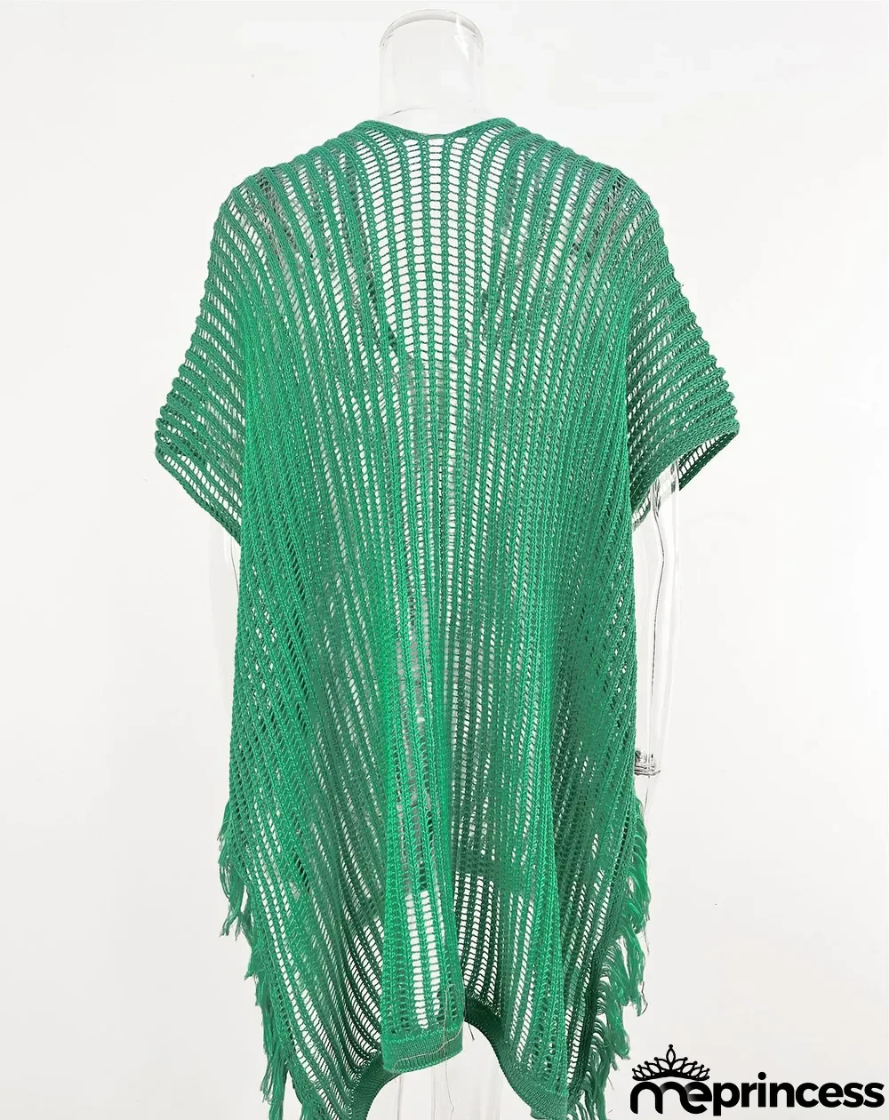 Summer Maxi V-neck Hollow Tassel Beach Suit Holidays Shirt Beach Sun Shield