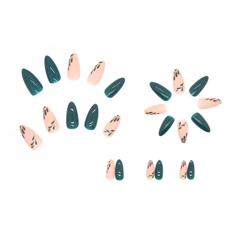 Churchf Ins Wind Small Fresh Frosted Nail Wear Armour Contracted Green Leaf Wear Nail Nail Patch Nail