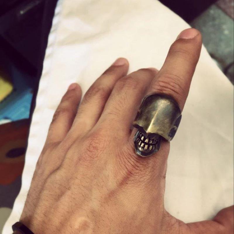 No Face Man Brass Skull Ring