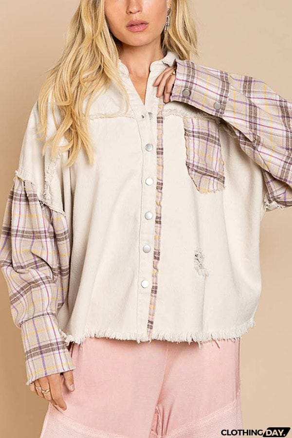 Forest Morning Plaid Button Front Shacket