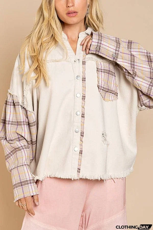 Forest Morning Plaid Button Front Shacket
