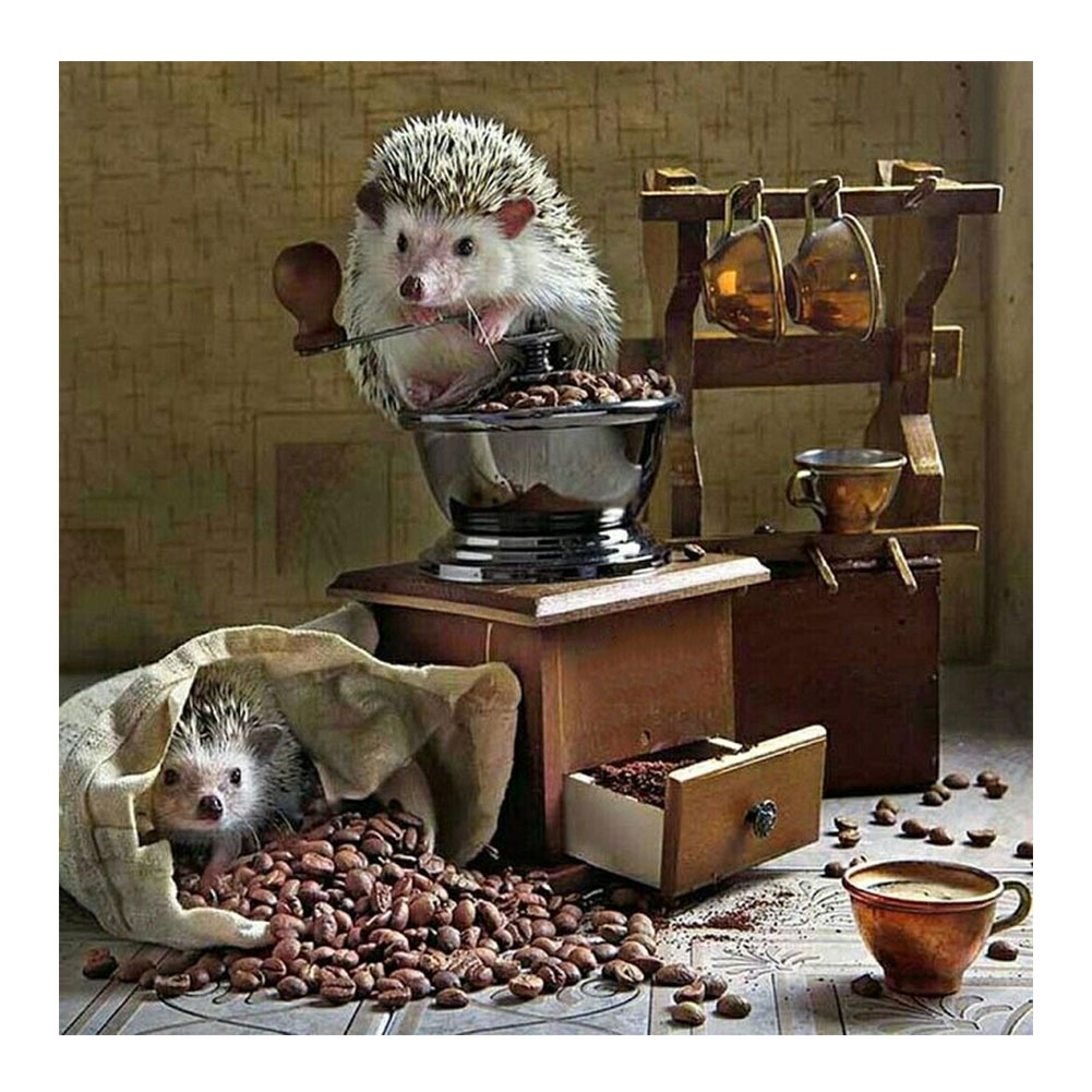 

Hedgehog Coffee Beans - Round Drill Diamond Painting - 30*30CM, 501 Original