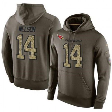 NFL Men's  Arizona Cardinals #14 J.J. Nelson Stitched Green Olive Salute To Service KO Performance Hoodie