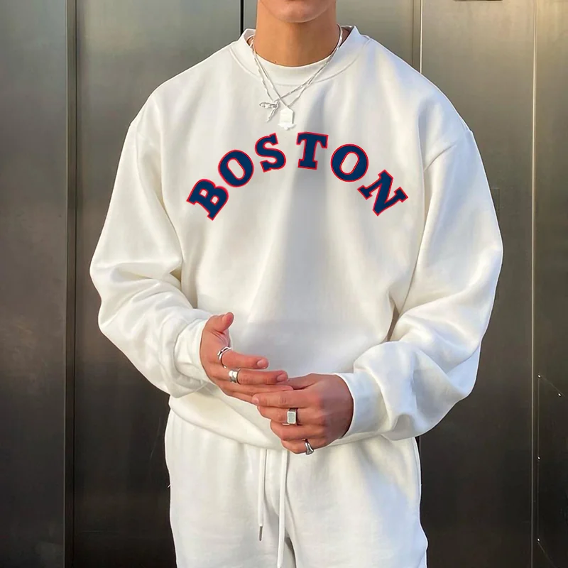 Boston Alphabet Printed Casual Sweatshirt