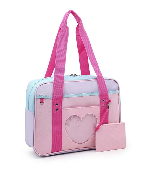 JK Portable Travel Bag Love Transparent Casual Handbag LS0127-