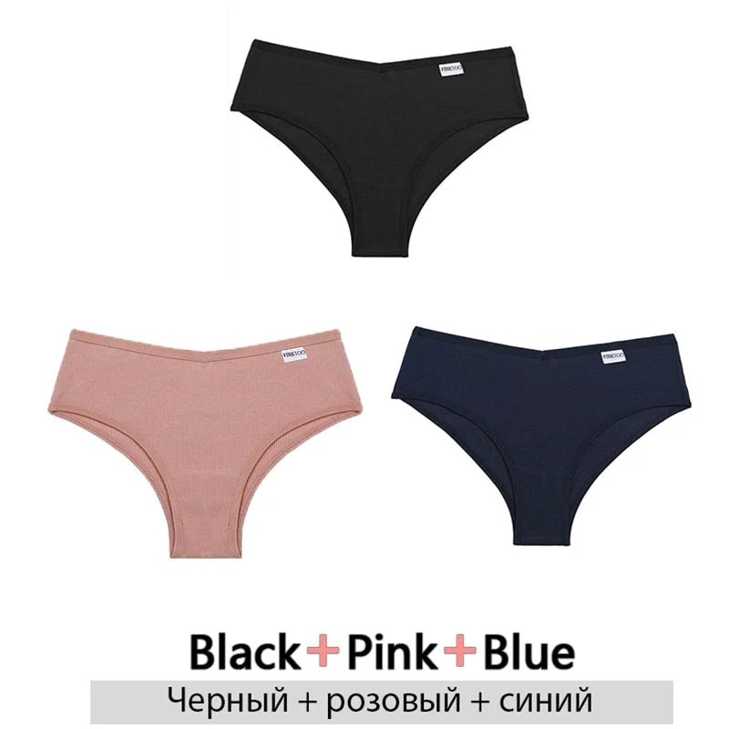 FINETOO 3Pcs/Set Cotton Panties for Women Plus Size Underpants Ladies Cotton Bikini Panties Girl Underwear Female Lingerie M-3XL