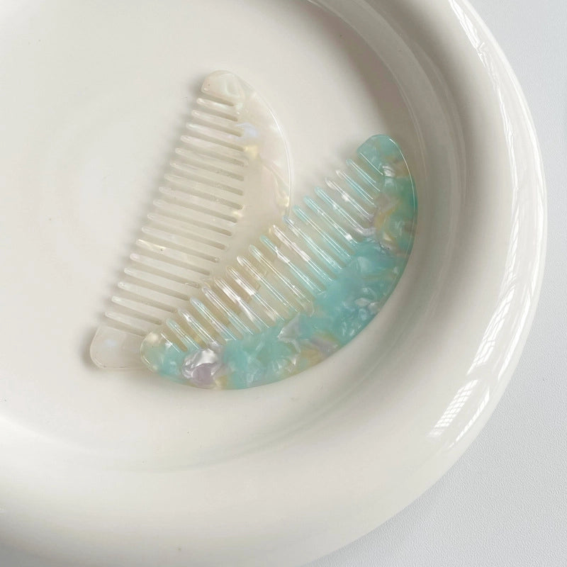 Portable Pocket Hair Comb Japanese Style Acetate Comb New Cute Small Size Hair Comb Girl Small Size Half Moon Comb