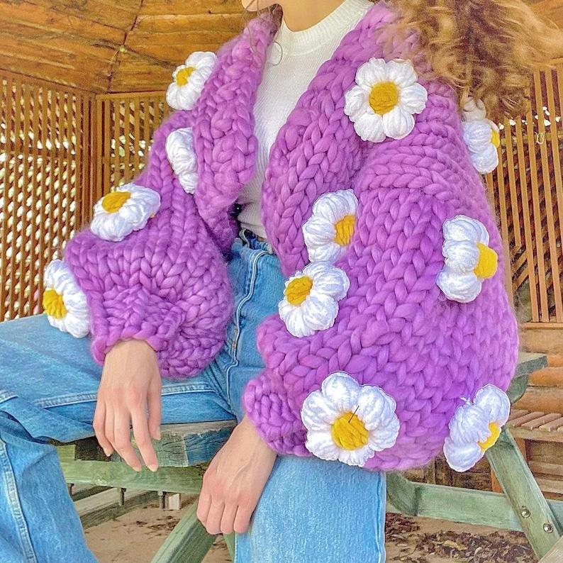  thdmladies Retro Fried Egg Knitted Sweater Cardigan thedmladies