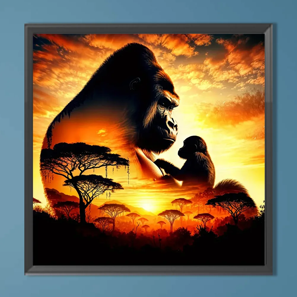 Diamond Painting - Full Round Drill - Gorilla Silhouette(Canvas|40*40cm)