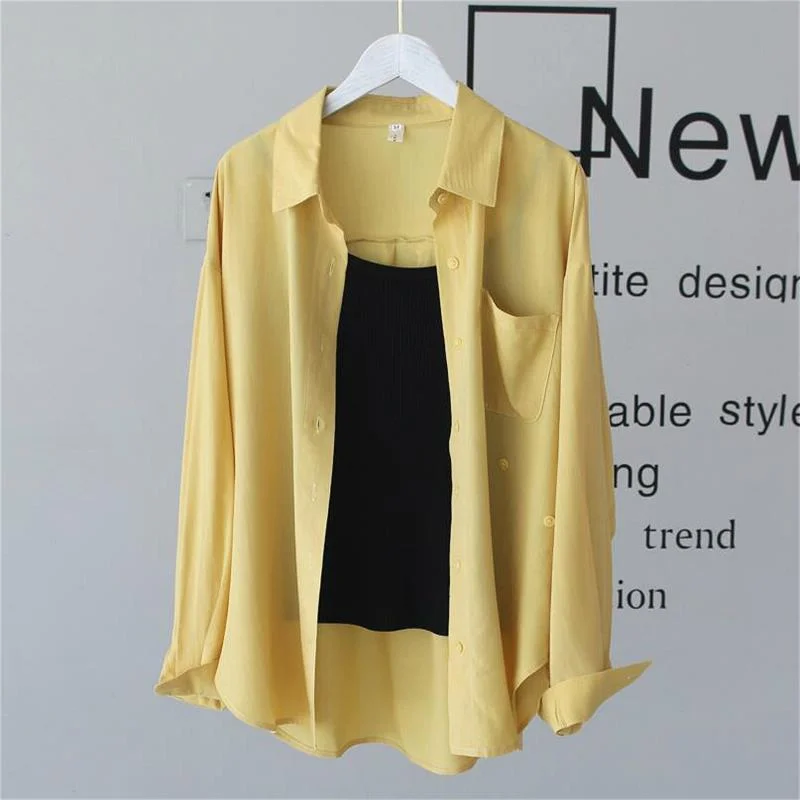 Uveng Uveng And Autumn Thin Shirt Outside The Women's Leisure Relaxed Long-Sleeved Chiffon Sunscreen Jacket 2025 Summer