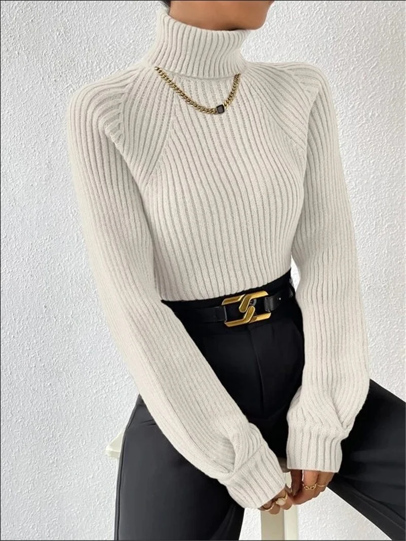 Athvotar Athvotar And Winter New Loose Thin High-Necked Shoulder Sleeve Knitted Sweater Woman