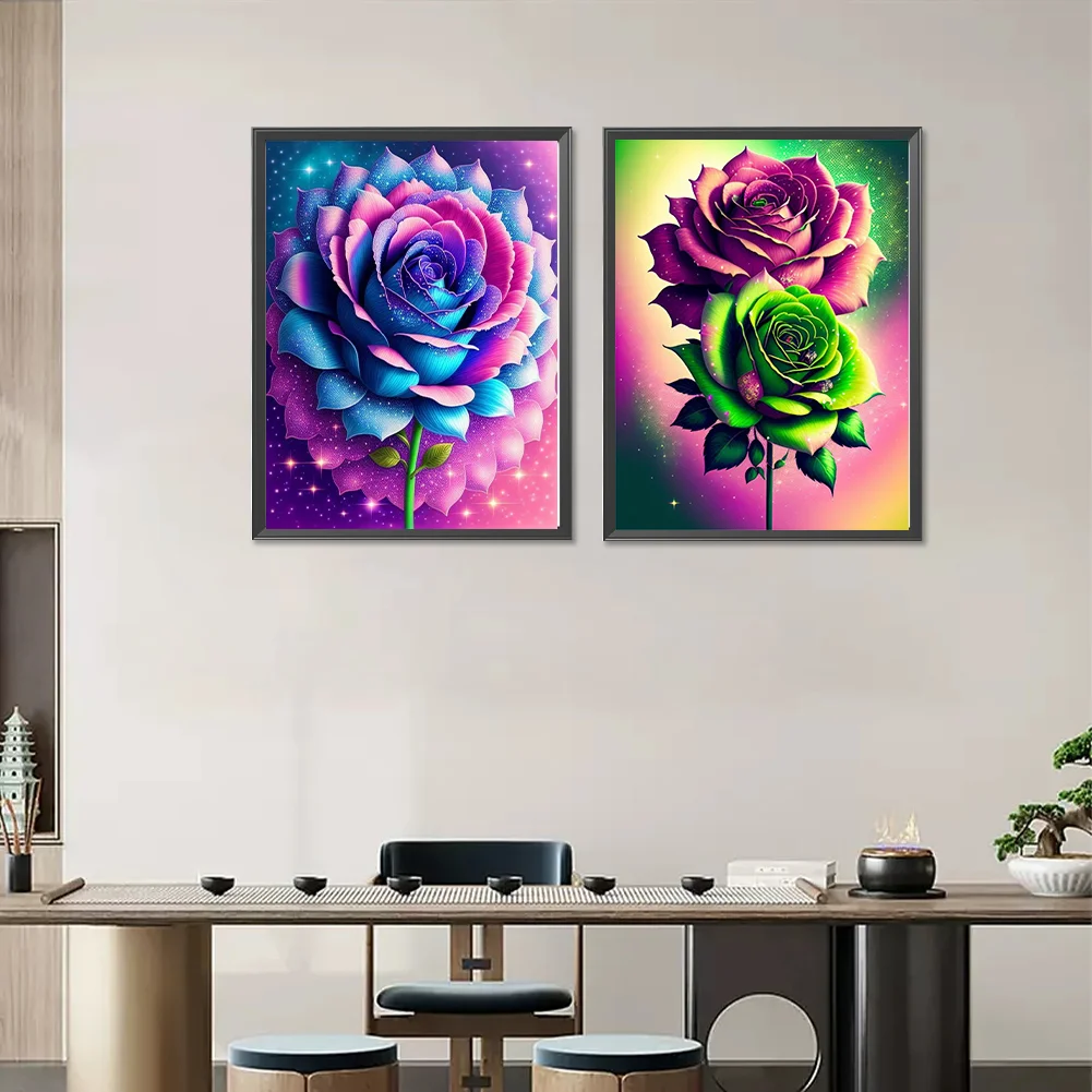 2pcs/Set Diamond Painting - Full Round Drill - Rose(Canvas|30*40cm)