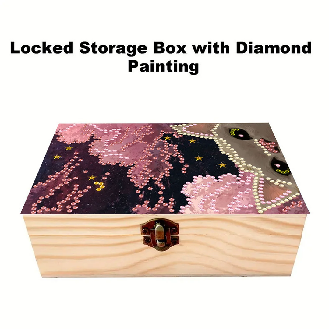 Cats and Clouds DIY Wooden 5D Diamond Art Diamond Art Storage Box Desktop Decor
