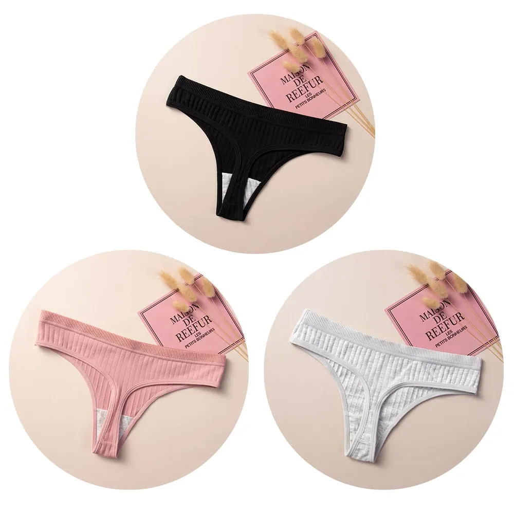 Women's Cotton G-String Thong Sexy Panties for Women String  Low-Rise Underwear Intimate Lingerie Ladies T-back 3 Pcs