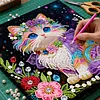 (25x25cm)DIY Pearl Painting Cat Framed Handmade Pearl Material Art Kit Living Room Decor
