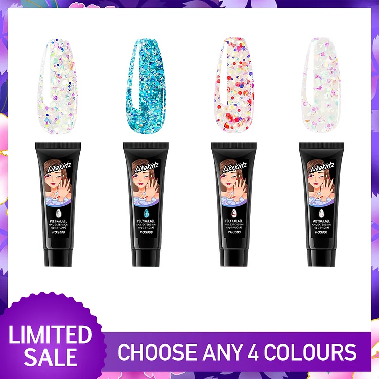 4 Optional Colors Poly Nail Gel  Kit