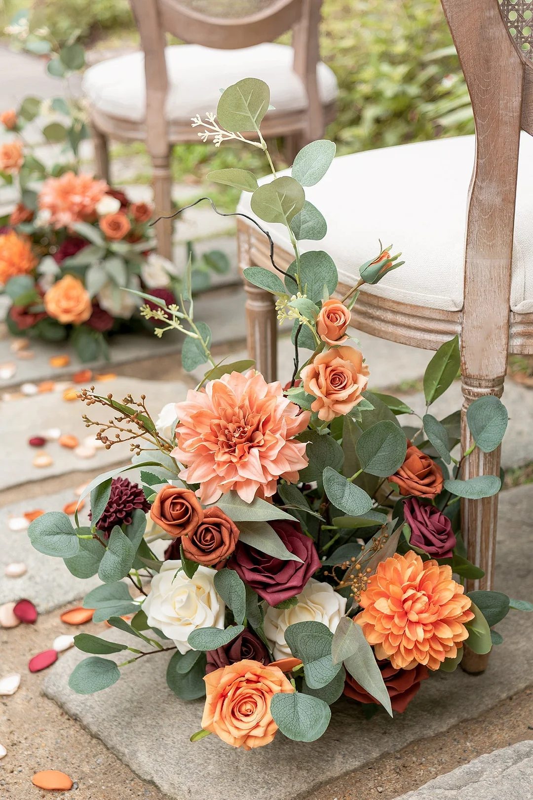 Free-Standing Flower Arrangements in Sunset Terracotta