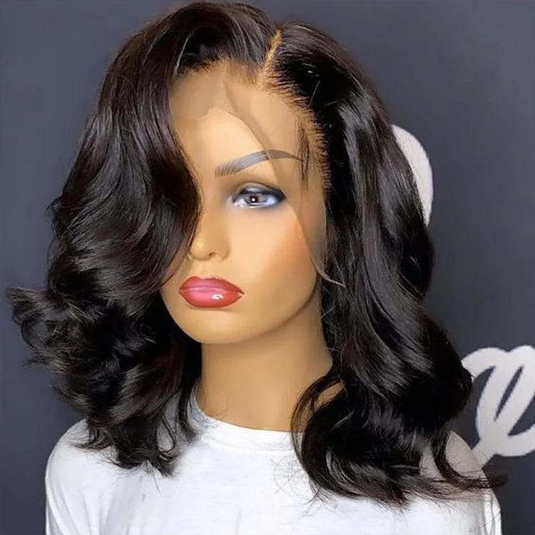 Highlight  Body Wave Human Hair Short Bob With Baby Hair Lace Front Wig