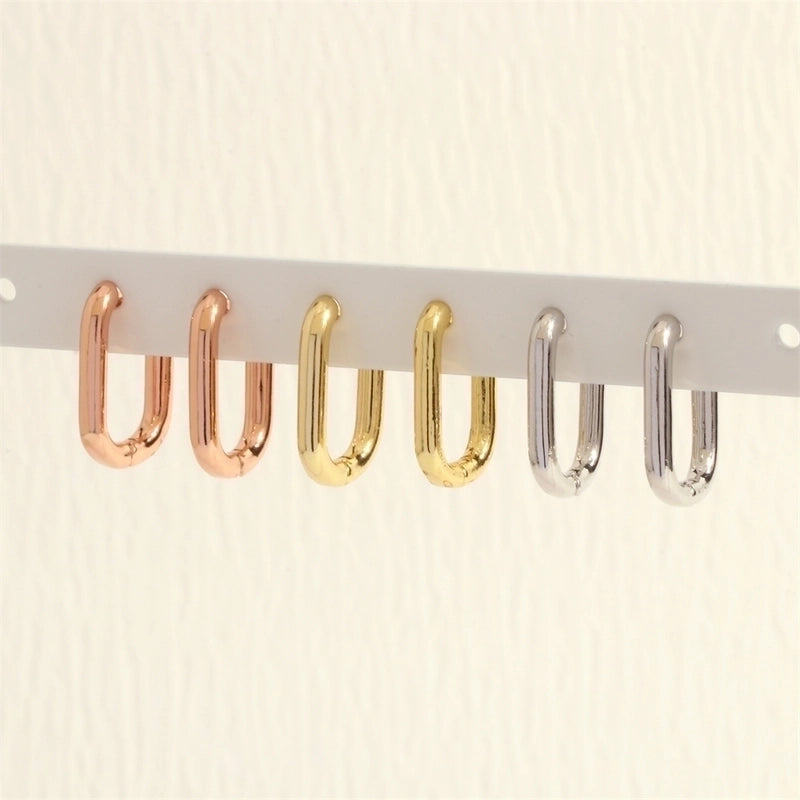 1 Pair Minimalist U Shape Round Plating Copper 18k Gold Plated Hoop Earrings