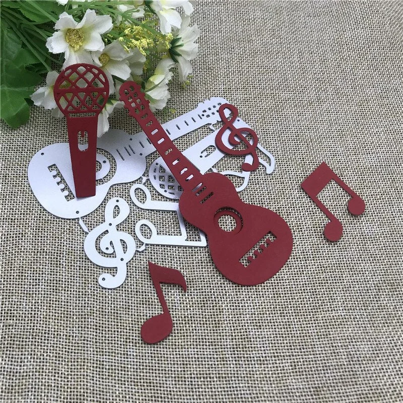 5Pcs Music set background tag Metal Cutting Dies Stencils Die Cut for DIY Scrapbooking Album Paper Card Craft