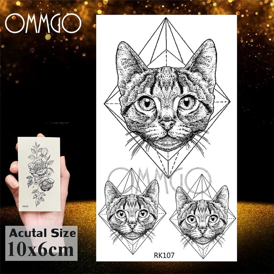 Sdrawing Doodle Tiger Flash Geometric Temporary Tattoos Sticker Diamond Fake Tatoos For Kids Boys Custom Tattoo Body Art