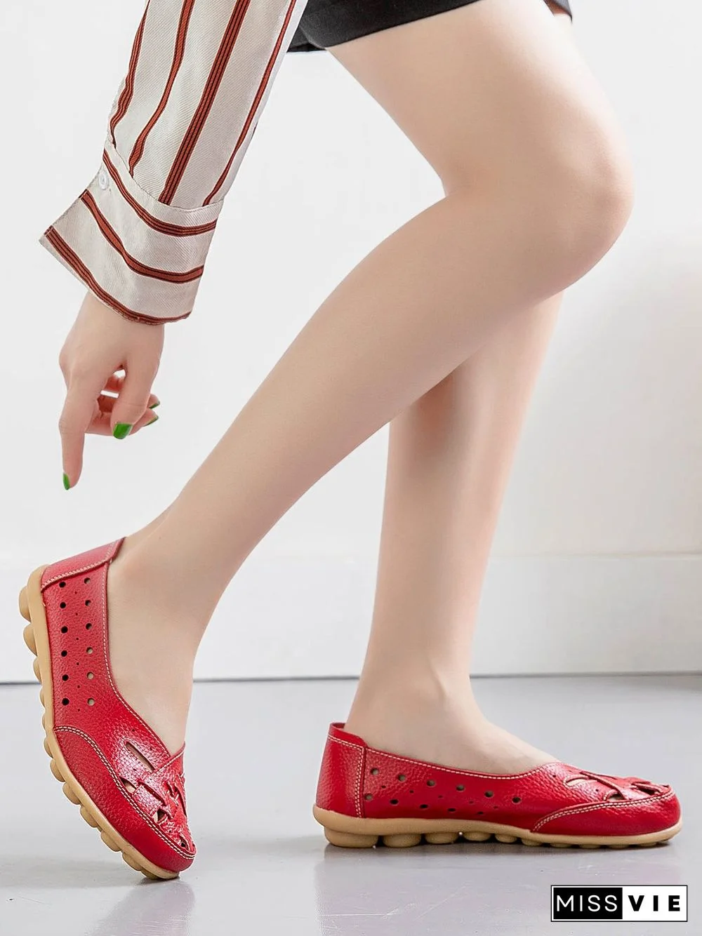 Hollow Leather Soft Sole Shoes