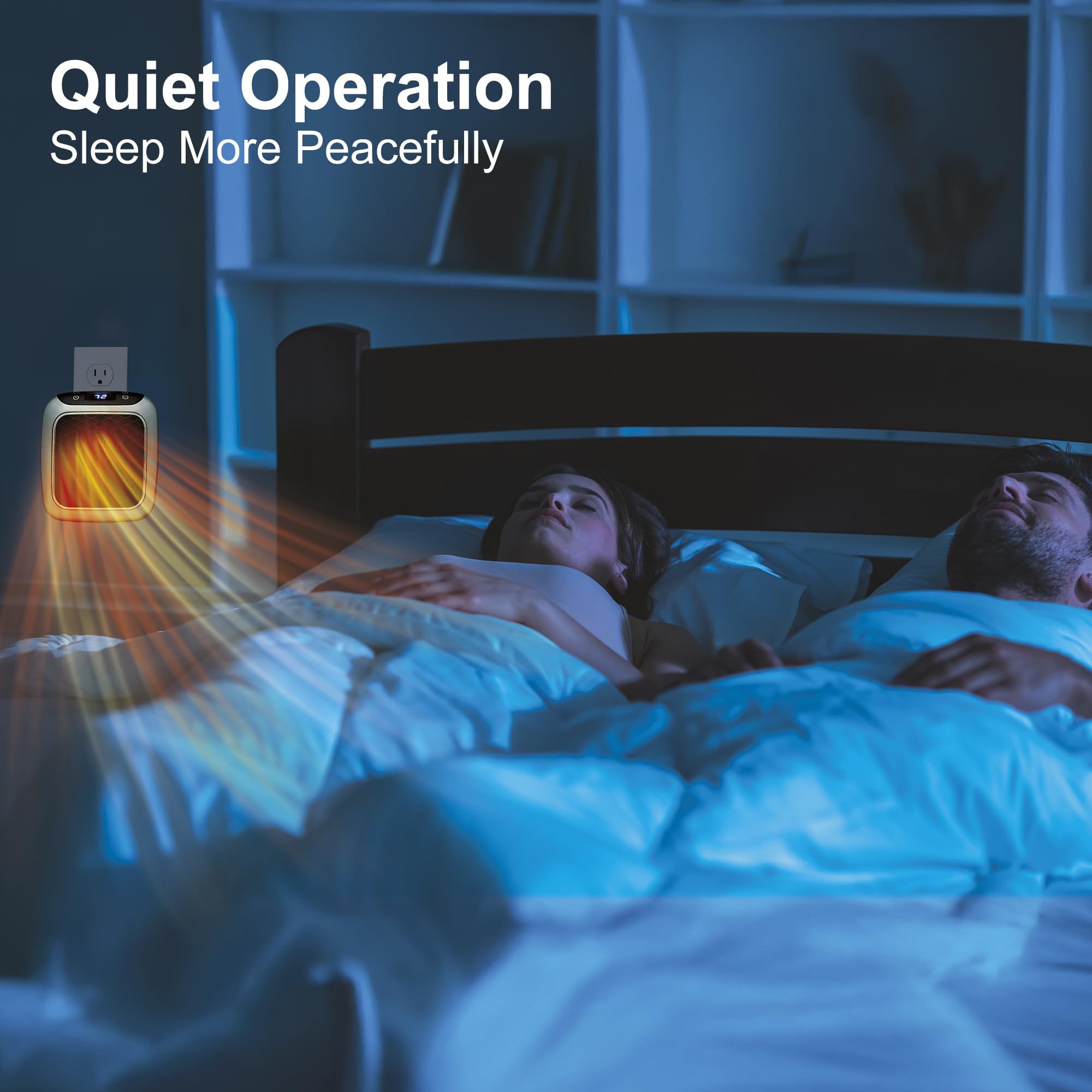 Likron Watches Compact Plug-in Wall Outlet Space Heater Portable Ceramic Fan Heater with Adjustable Thermostat