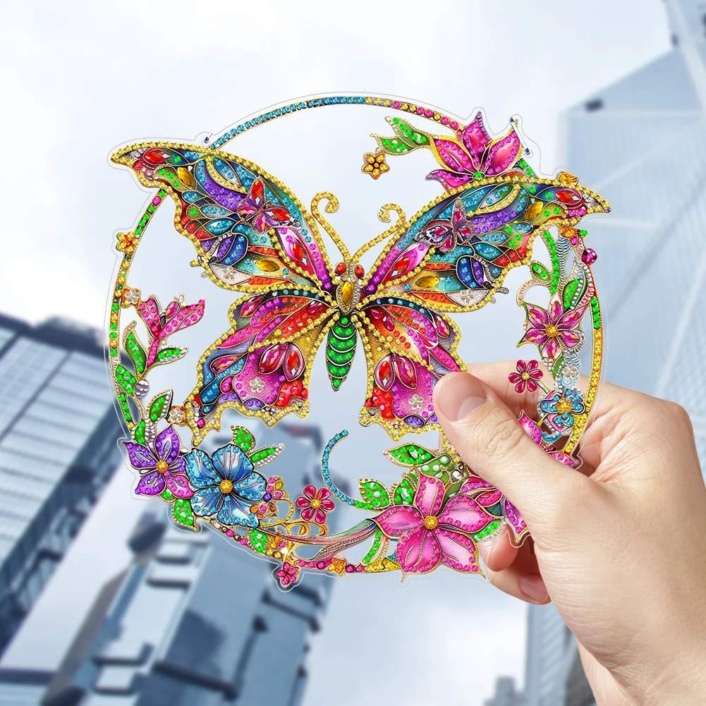 DIY Butterfly Acrylic Diamond Painting Hanging Pendant for Home Wall Decor