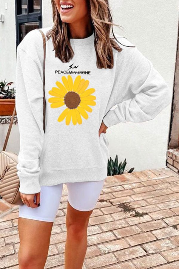 Casual Flower Print Sweatshirt