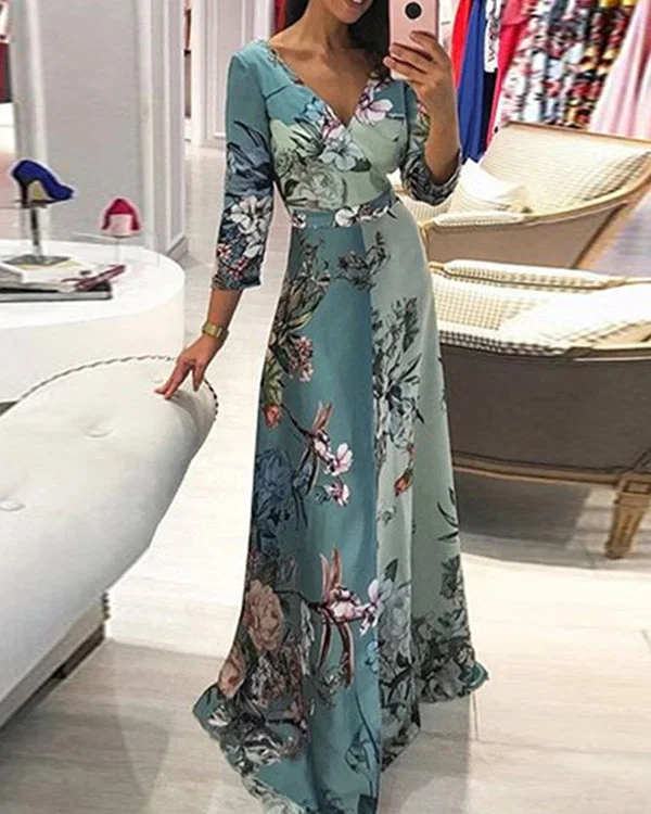 V-neck Sexy Print Dress