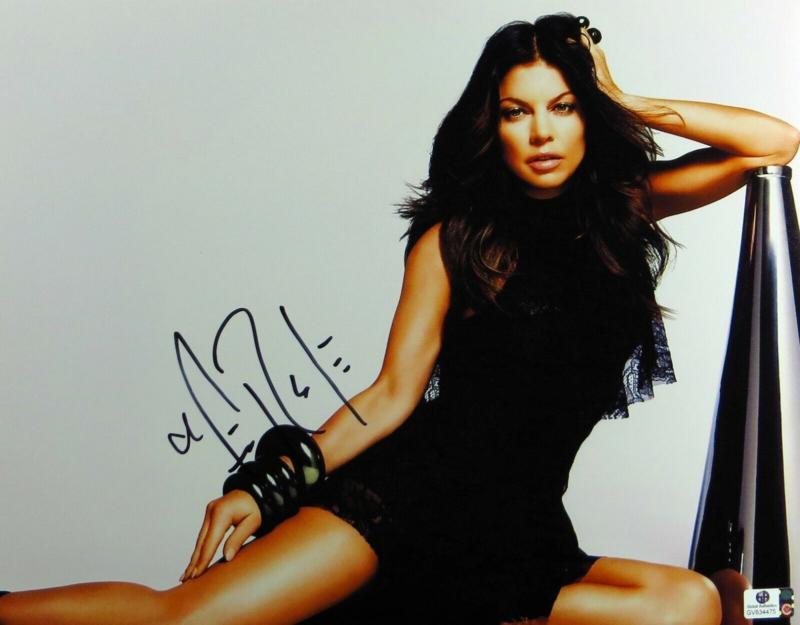 Fergie Signed Autographed 11X14 Photo Poster painting Black-Eyes Peas Sexy Black Dress GV834475